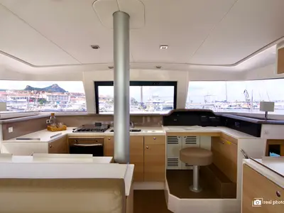 Galley of Enya, a Bali 4.1 catamaran at Cannigione, Italy