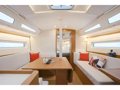 Salon of Moon Kiss, a Jeanneau Sun Odyssey 380 sailboat at Split, Croatia