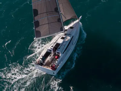 Exterior view of Moon Kiss, a Jeanneau Sun Odyssey 380 sailboat at Split, Croatia