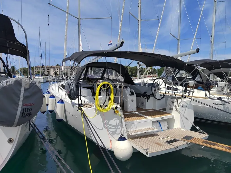 Exterior view of Ares, a Jeanneau Sun Odyssey 440 sailboat at Pula, Croatia