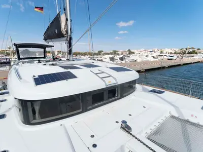 Deck of Laurelli, a Lagoon 40 catamaran at Grand Anse, Grenada