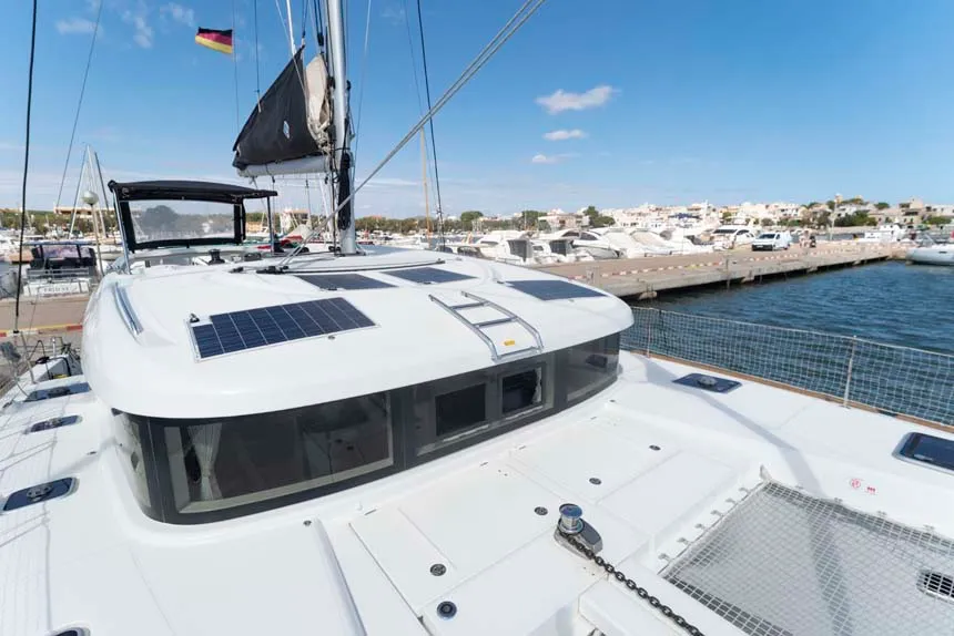 Deck of Laurelli, a Lagoon 40 catamaran at Grand Anse, Grenada
