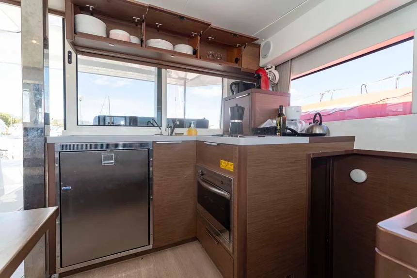 Galley of Laurelli, a Lagoon 40 catamaran at Grand Anse, Grenada