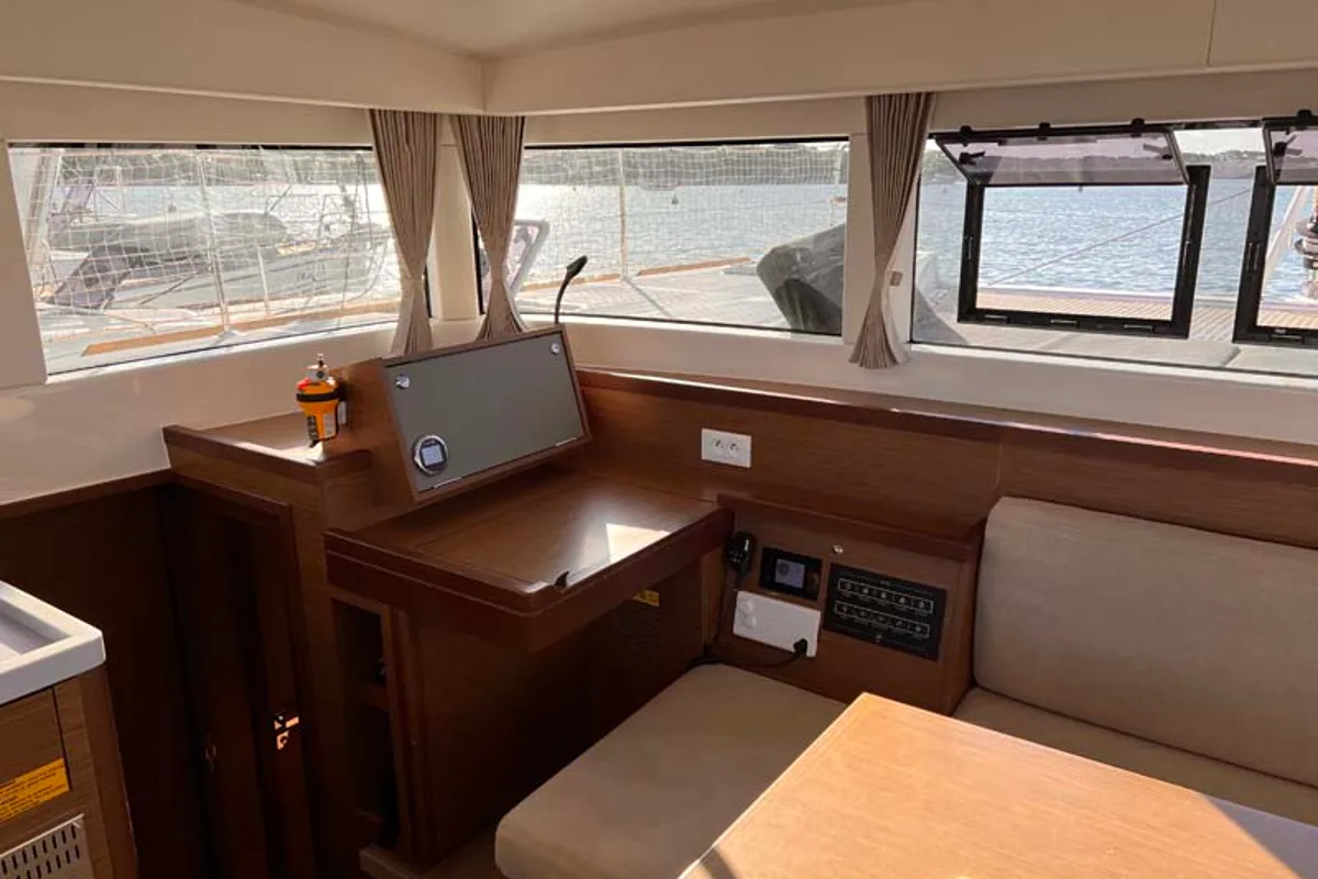 Salon of Laurelli, a Lagoon 40 catamaran at Grand Anse, Grenada