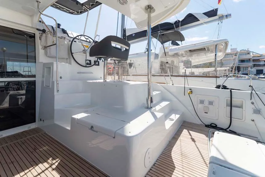 Deck of Laurelli, a Lagoon 40 catamaran at Grand Anse, Grenada