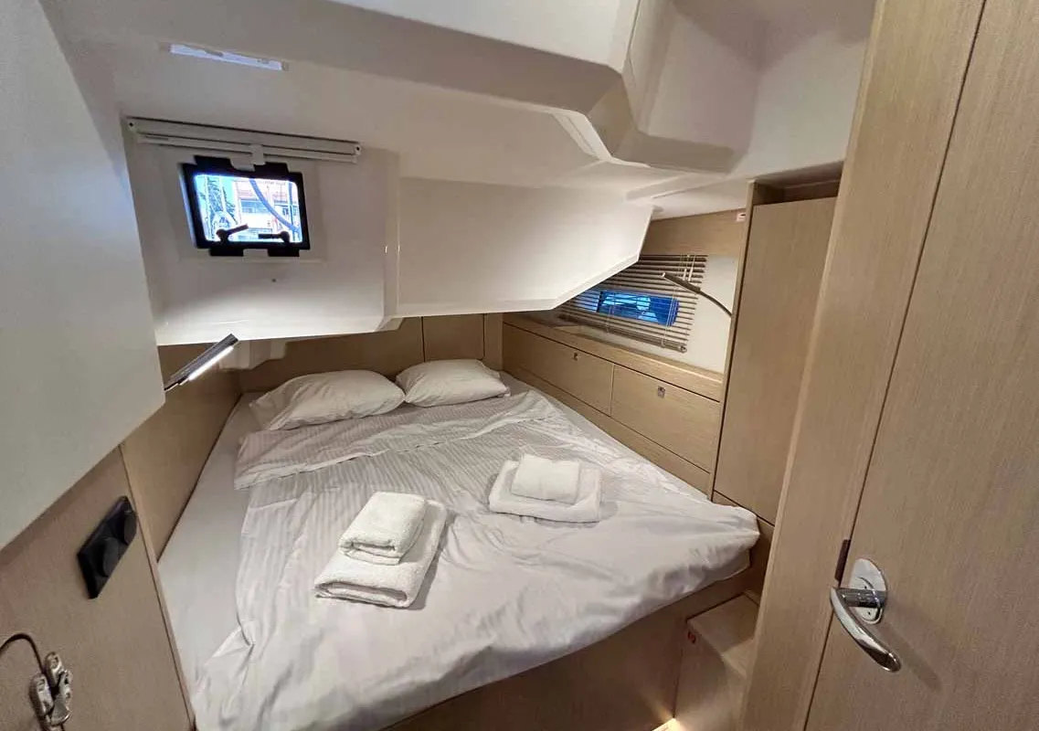 Cabin on Penelope, a Bavaria C46 sailboat at Municipal Unit of Lefkada, Greece