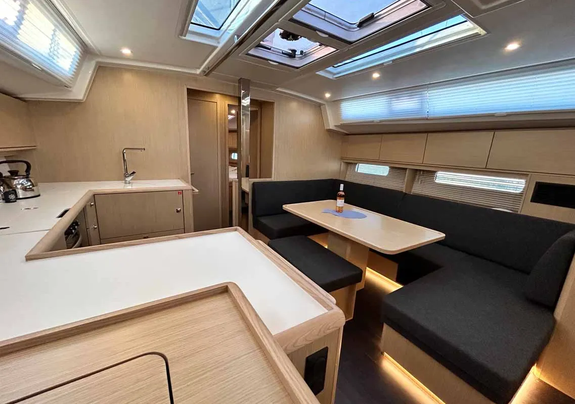 Salon of Penelope, a Bavaria C46 sailboat at Municipal Unit of Lefkada, Greece