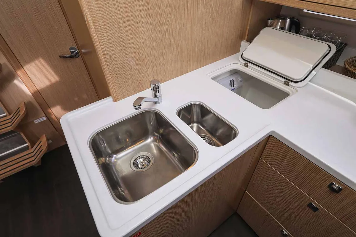 Galley of Studio 963, a Bavaria Cruiser 46 Style sailboat at Grad Biograd na Moru, Croatia
