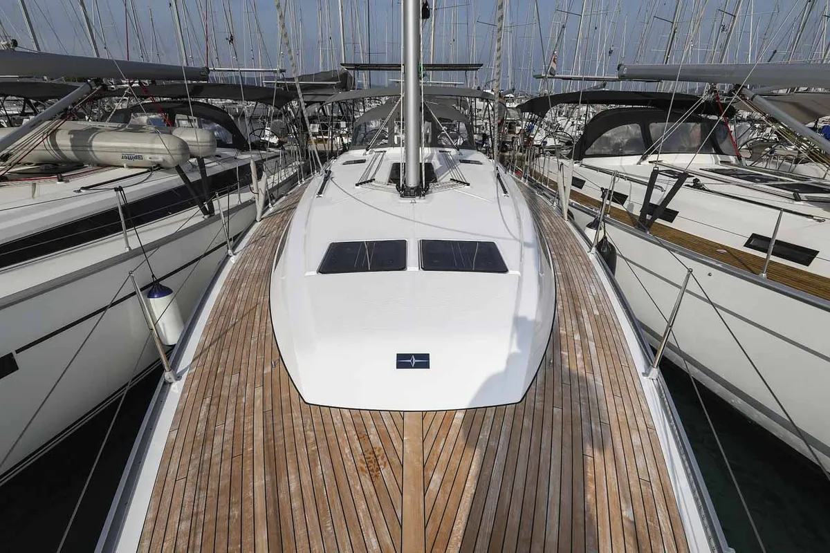Deck of Studio 963, a Bavaria Cruiser 46 Style sailboat at Grad Biograd na Moru, Croatia