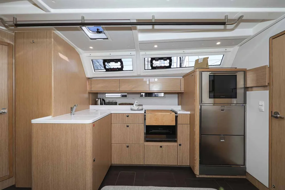 Galley of Studio 963, a Bavaria Cruiser 46 Style sailboat at Grad Biograd na Moru, Croatia