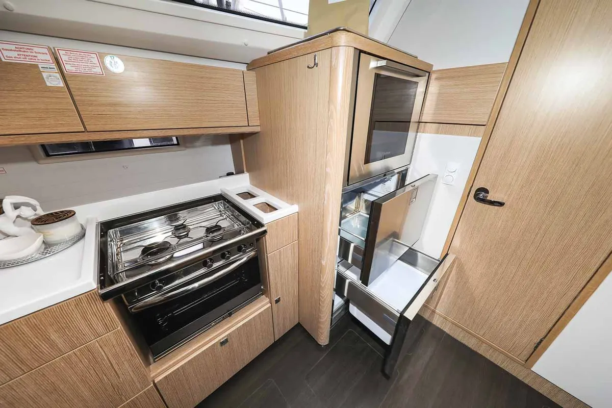 Galley of Studio 963, a Bavaria Cruiser 46 Style sailboat at Grad Biograd na Moru, Croatia