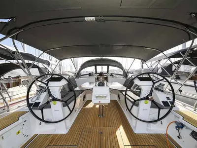 Cockpit of Studio 963, a Bavaria Cruiser 46 Style sailboat at Grad Biograd na Moru, Croatia