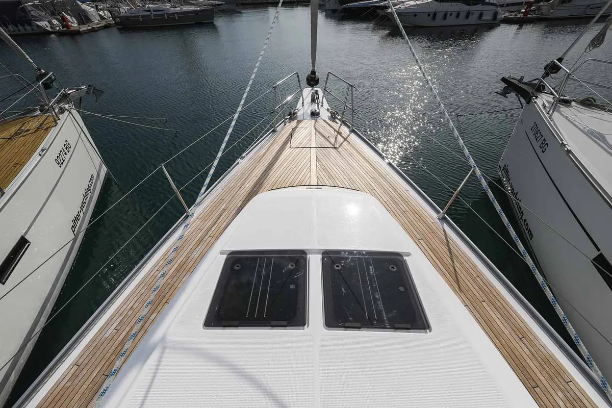 Deck of Studio 963, a Bavaria Cruiser 46 Style sailboat at Grad Biograd na Moru, Croatia