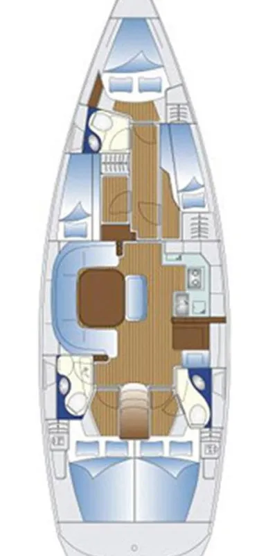 Floor plan of Kyknos, a Bavaria 50 sailboat at Volos, Greece