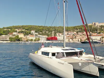 Exterior view of Sardinia, a NEEL 43 sailboat at U Pàize, Italy