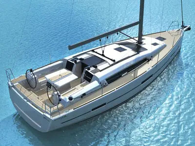 Exterior view of Argo, a Dufour 412 GL sailboat at Municipal Unit of Lefkada, Greece