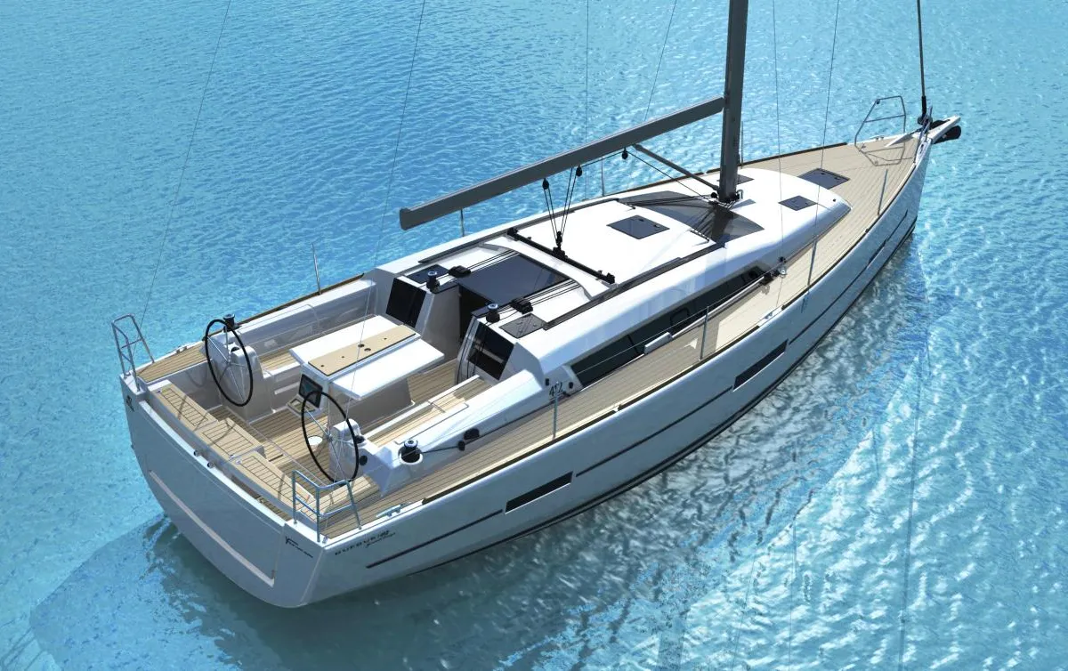 Exterior view of Argo, a Dufour 412 GL sailboat at Municipal Unit of Lefkada, Greece
