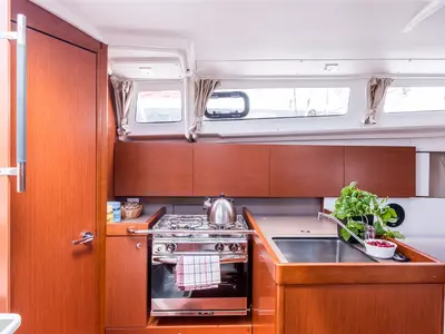 Galley of Lampuga, a Beneteau Oceanis 35.1 sailboat at Split, Croatia