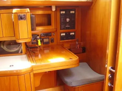 Salon of Sweet Sue II, a Jeanneau Sun Odyssey 47 sailboat at Athens, Greece