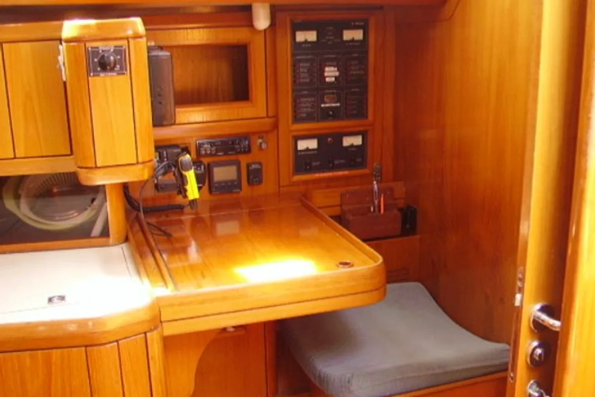 Salon of Sweet Sue II, a Jeanneau Sun Odyssey 47 sailboat at Athens, Greece