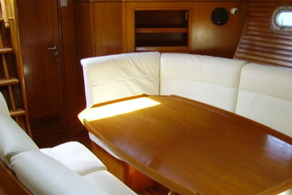 Salon of Sweet Sue II, a Jeanneau Sun Odyssey 47 sailboat at Athens, Greece