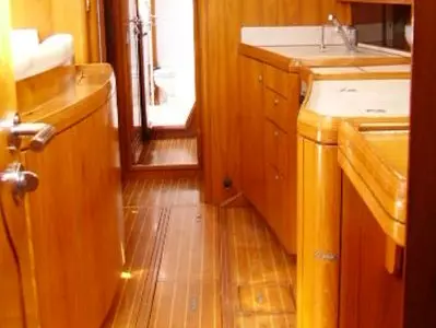 Galley of Sweet Sue II, a Jeanneau Sun Odyssey 47 sailboat at Athens, Greece