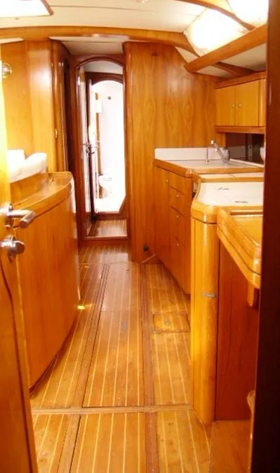 Galley of Sweet Sue II, a Jeanneau Sun Odyssey 47 sailboat at Athens, Greece