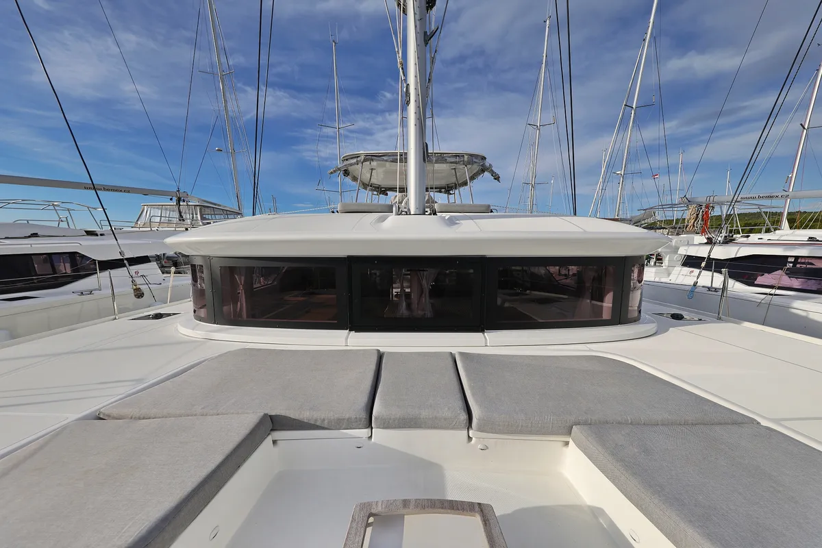 Deck of ZARATHUSTRA, a Lagoon 51 catamaran at Sukošan, Croatia