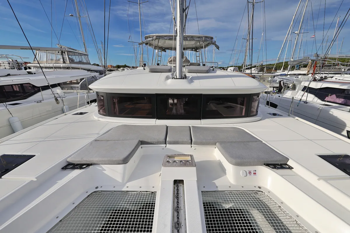 Deck of ZARATHUSTRA, a Lagoon 51 catamaran at Sukošan, Croatia
