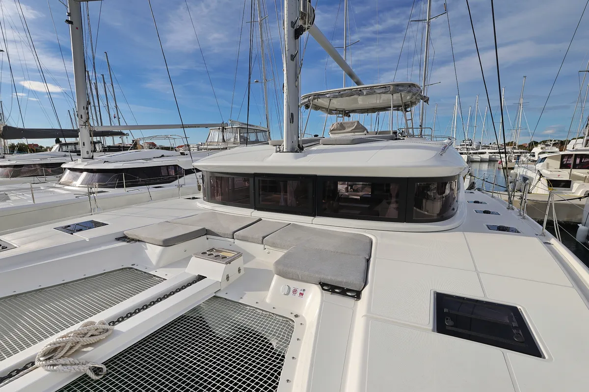 Exterior view of ZARATHUSTRA, a Lagoon 51 catamaran at Sukošan, Croatia