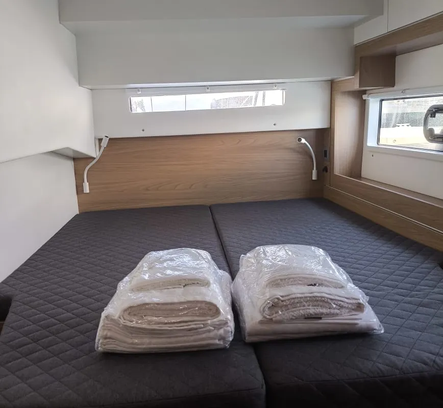 Cabin on Bali 4.2, a catamaran at Ellomenos, Greece