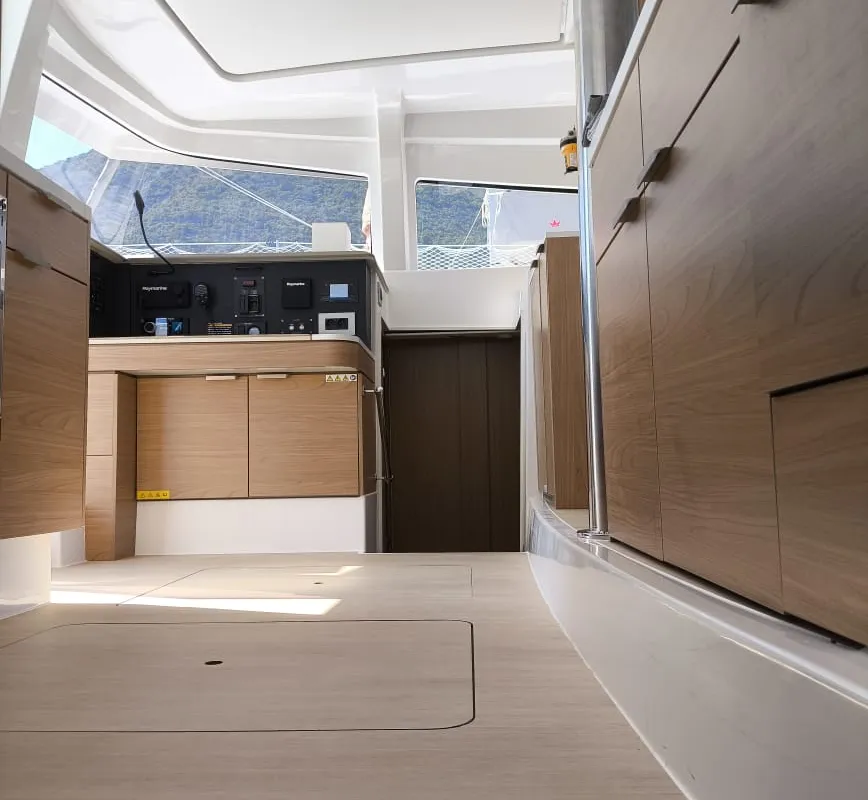 Salon of Bali 4.2, a catamaran at Ellomenos, Greece