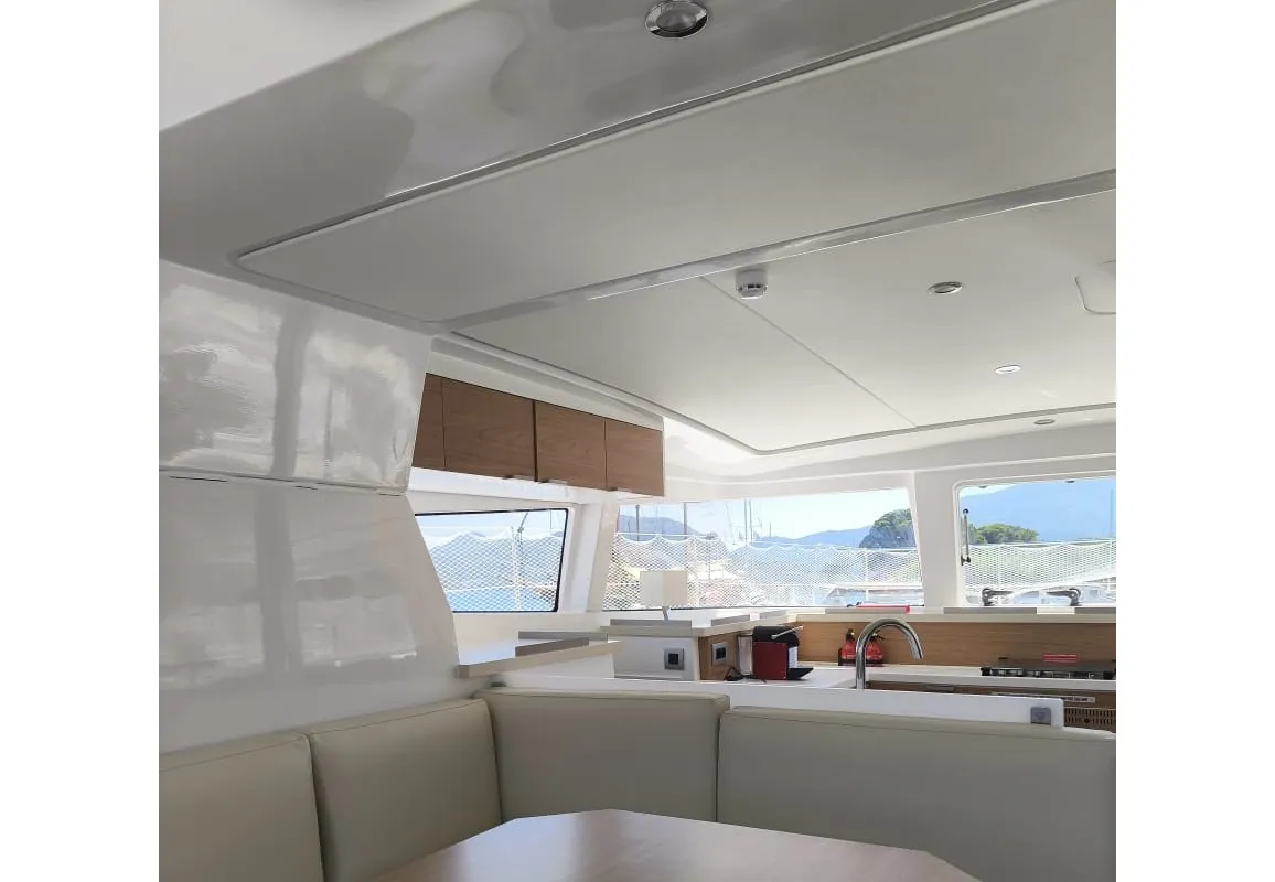 Salon of Bali 4.2, a catamaran at Ellomenos, Greece