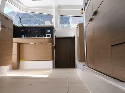 Salon of Bali 4.2, a catamaran at Ellomenos, Greece