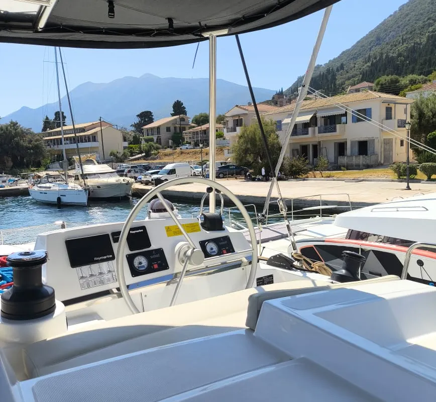 Galley of Bali 4.2, a catamaran at Ellomenos, Greece