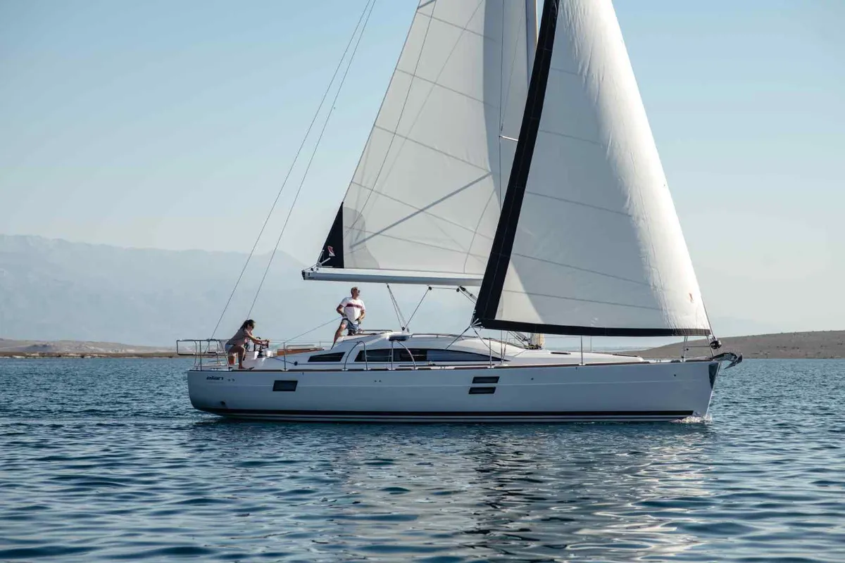 Exterior view of Negroni, a Elan 40.1 sailboat at Ibiza, Spain