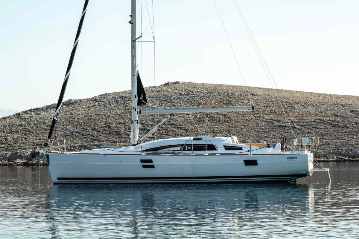 Exterior view of Negroni, a Elan 40.1 sailboat at Ibiza, Spain
