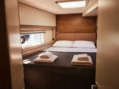 Cabin on Ediba Libra, a Bali 4.4 catamaran at Marmaris, Turkey
