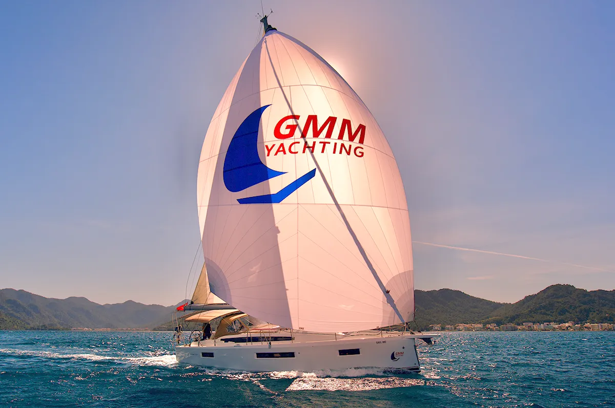 Exterior view of Sail Me, a Jeanneau Sun Odyssey 410 sailboat at Marmaris, Turkey