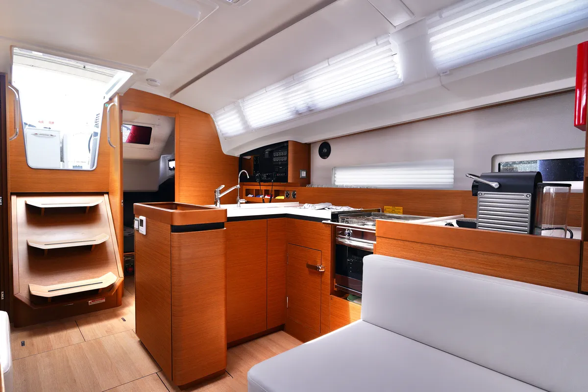 Galley of Sail Me, a Jeanneau Sun Odyssey 410 sailboat at Marmaris, Turkey