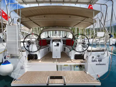 Cockpit of Sail Me, a Jeanneau Sun Odyssey 410 sailboat at Marmaris, Turkey