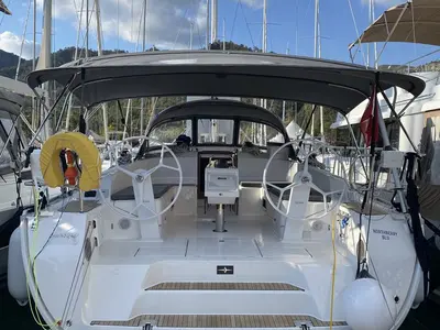 Cockpit of Northberry, a Bavaria Cruiser 41 sailboat at Fethiye, Turkey