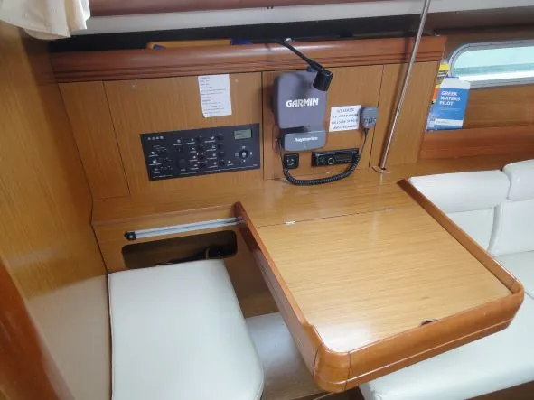 Salon of Celeste, a Jeanneau Sun Odyssey 36i sailboat at Lavreotiki Municipal Unit, Greece