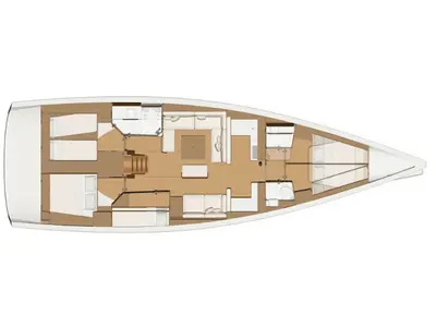 Floor plan of Sunshine Planet, a Dufour 520 Grand Large sailboat at Marsala, Italy