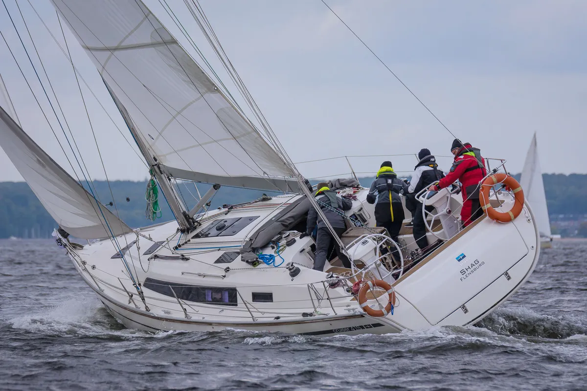 Exterior view of Ventus, a Bavaria Cruiser 41S sailboat at Heiligenhafen, Germany
