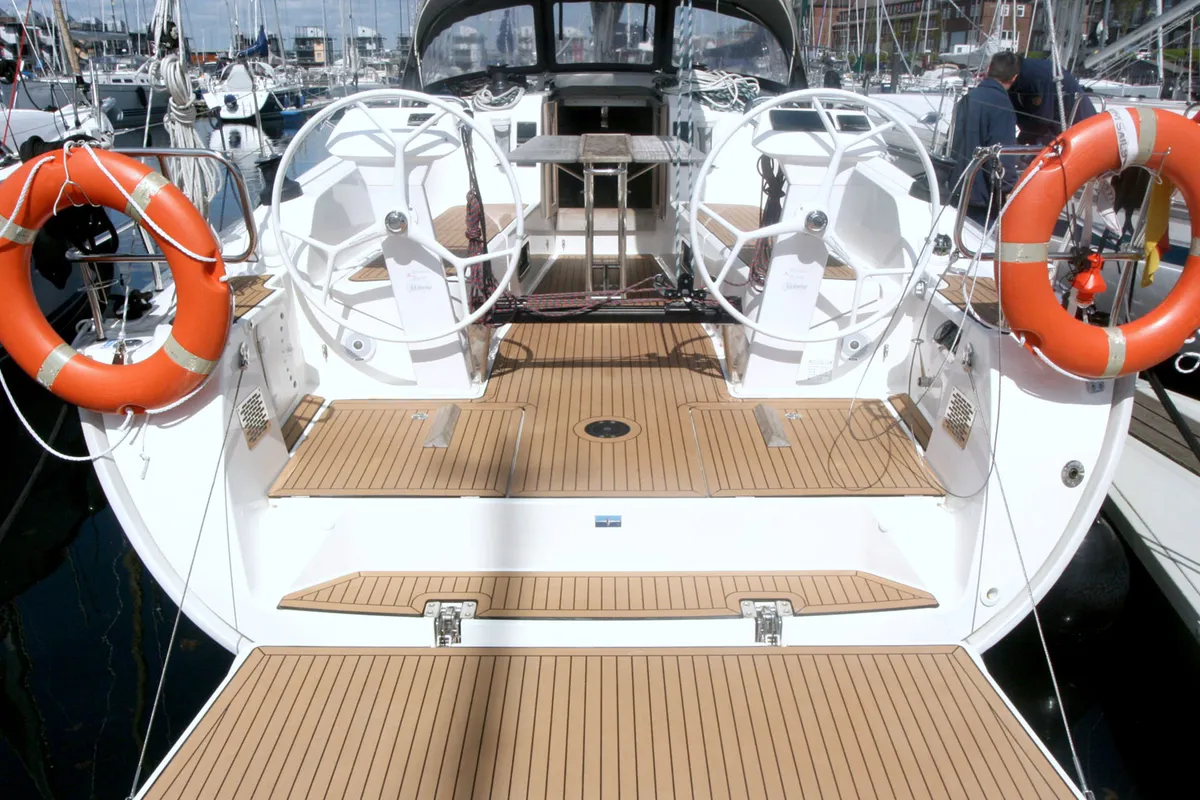 Cockpit of Ventus, a Bavaria Cruiser 41S sailboat at Heiligenhafen, Germany