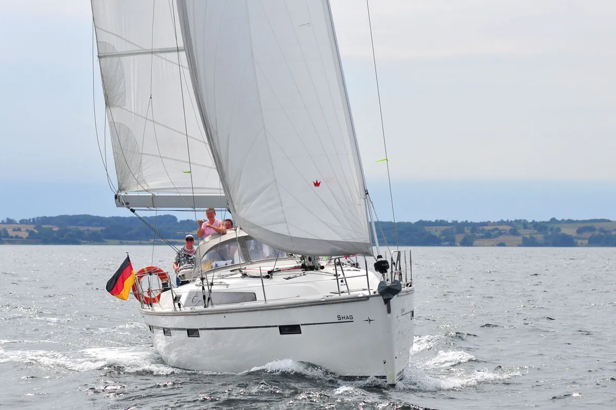 Exterior view of Ventus, a Bavaria Cruiser 41S sailboat at Heiligenhafen, Germany