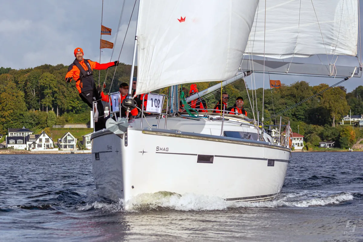 Exterior view of Ventus, a Bavaria Cruiser 41S sailboat at Heiligenhafen, Germany