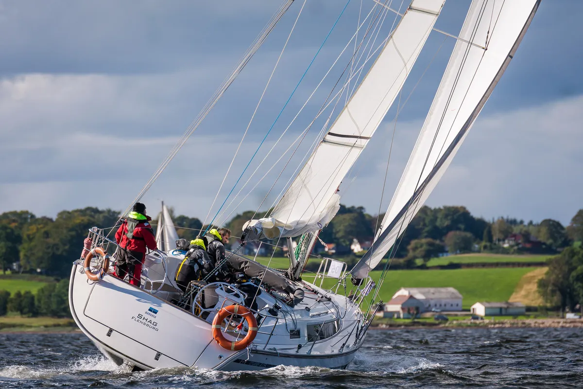 Exterior view of Ventus, a Bavaria Cruiser 41S sailboat at Heiligenhafen, Germany