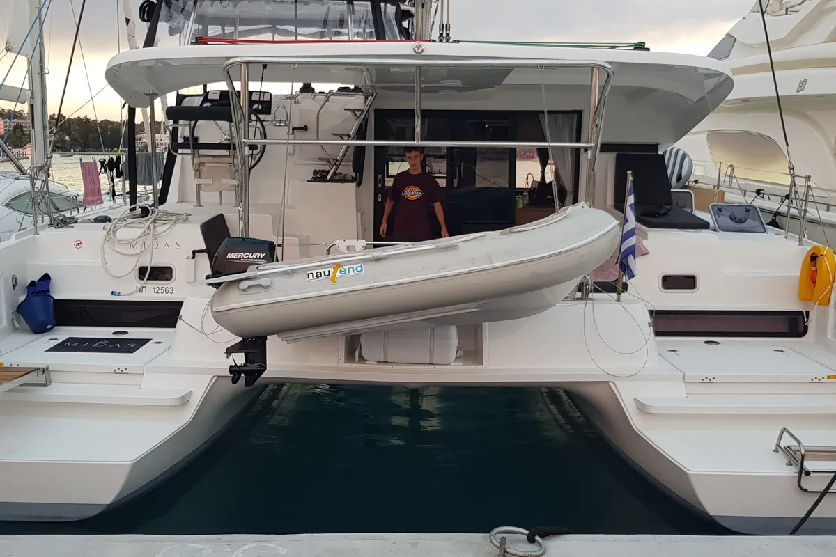 Deck of Midas, a Lagoon 42 catamaran at Athens, Greece